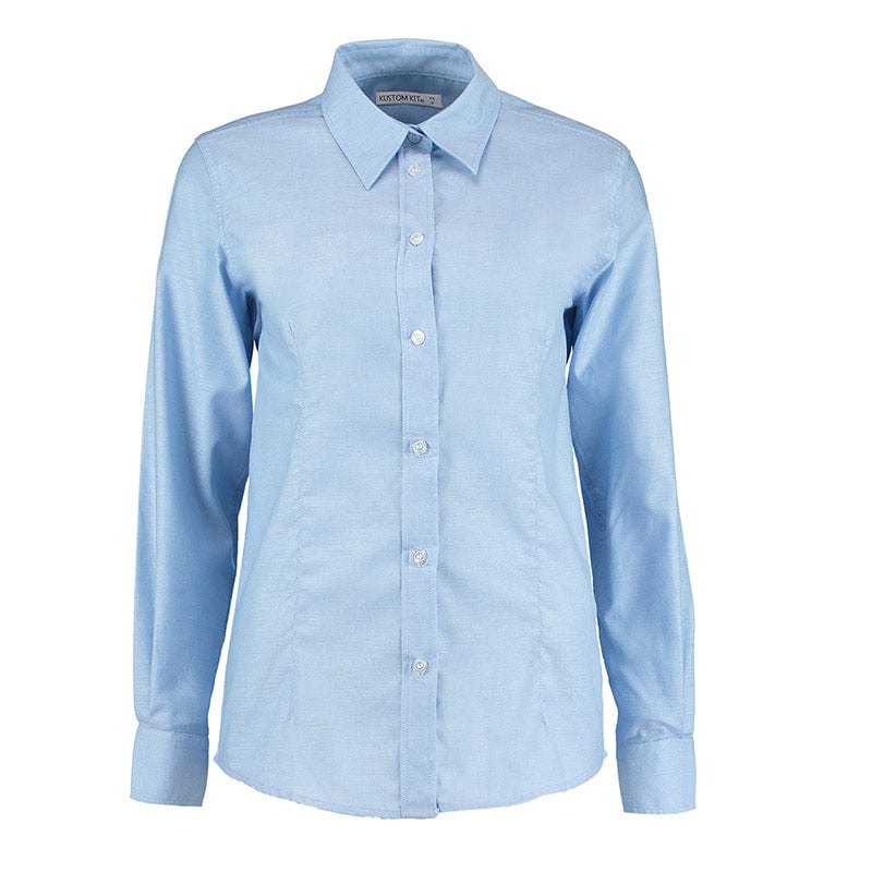 Kustom Kit KK361 Ladies&#39; Workwear Long Sleeve Oxford Shirt Light Blue