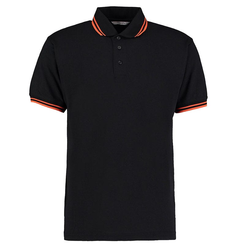 Kustom Kit KK409 Men's Tipped Piqué Polo Black / Orange