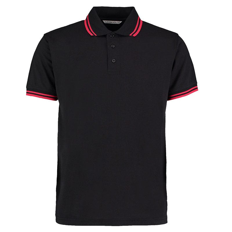 Kustom Kit KK409 Men's Tipped Piqué Polo Black / Red