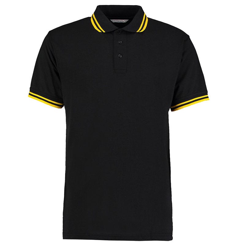 Kustom Kit KK409 Men's Tipped Piqué Polo Black / Yellow
