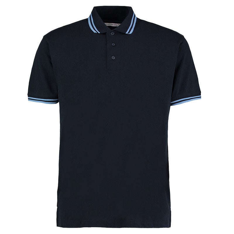 Kustom Kit KK409 Men's Tipped Piqué Polo Navy / Light Blue