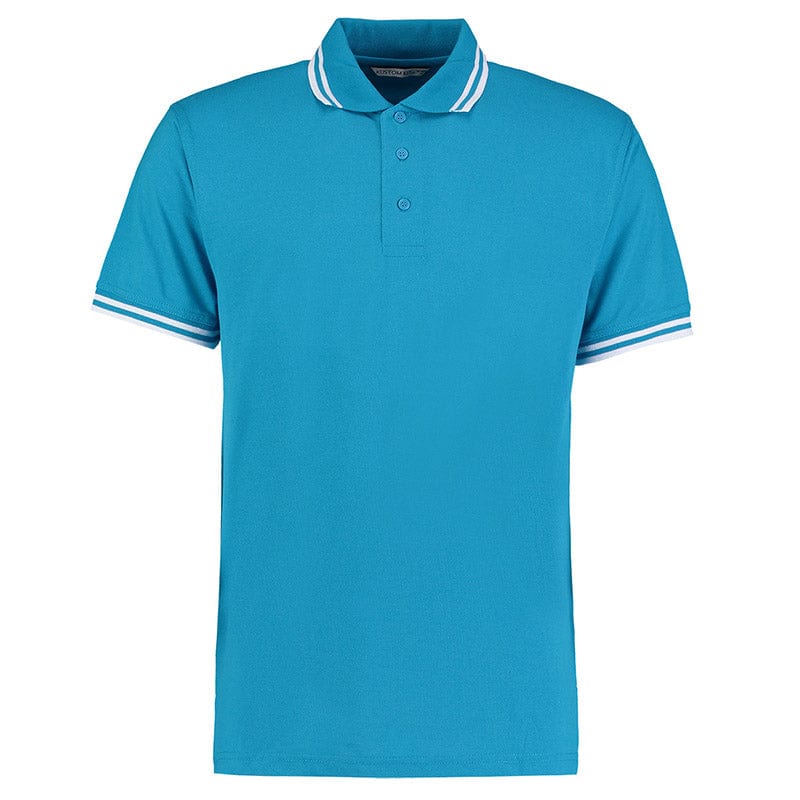 Kustom Kit KK409 Men's Tipped Piqué Polo Turquoise / White
