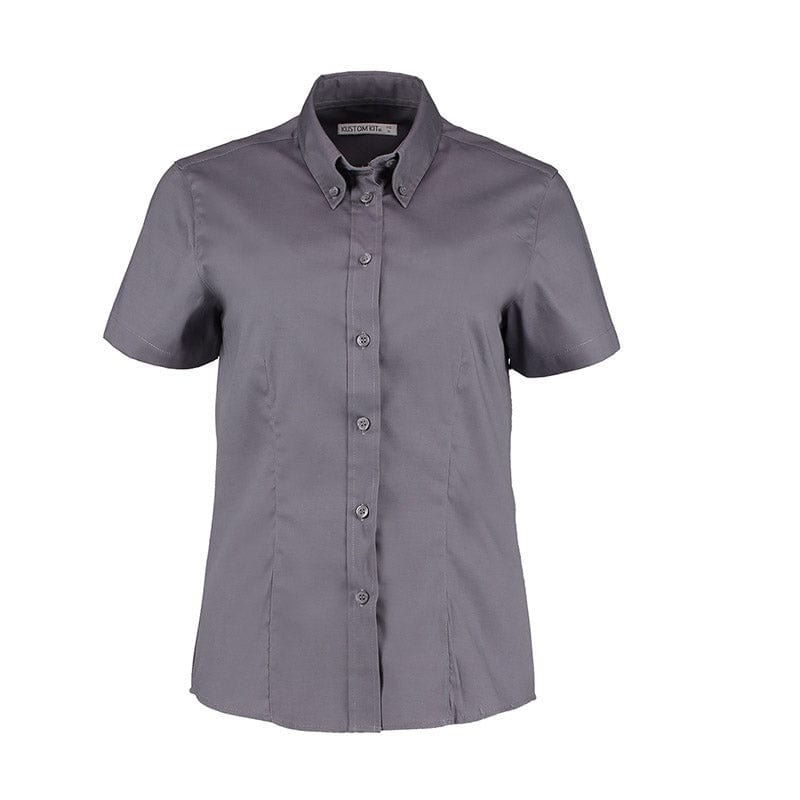 Kustom Kit KK701 Ladies&#39; Corporate Short Sleeve Oxford Shirt Charcoal