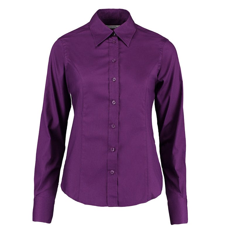 Kustom Kit KK702 Ladies&#39; Corporate Long Sleeve Oxford Shirt Dark Purple
