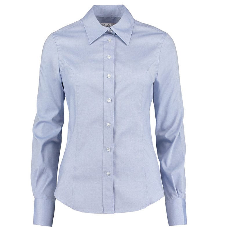 Kustom Kit KK702 Ladies&#39; Corporate Long Sleeve Oxford Shirt Light Blue