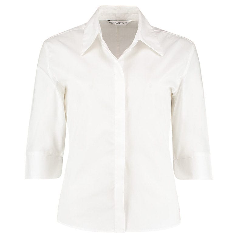 Kustom Kit KK715  Ladies' Continental 3/4 Sleeve Blouse White