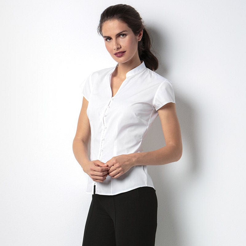 Kustom Kit KK727 Ladies&#39; Continental Mandarin Collar Cap Sleeve Blouse 