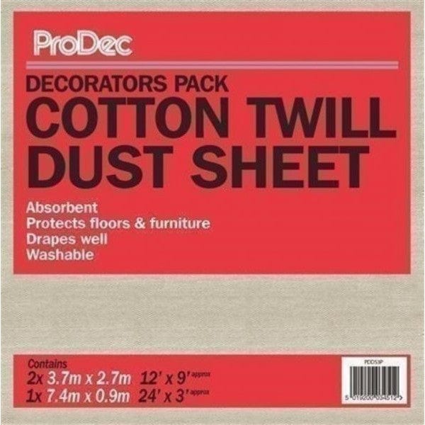 ProDec 3 Pack of Cotton Twill Dust Sheets