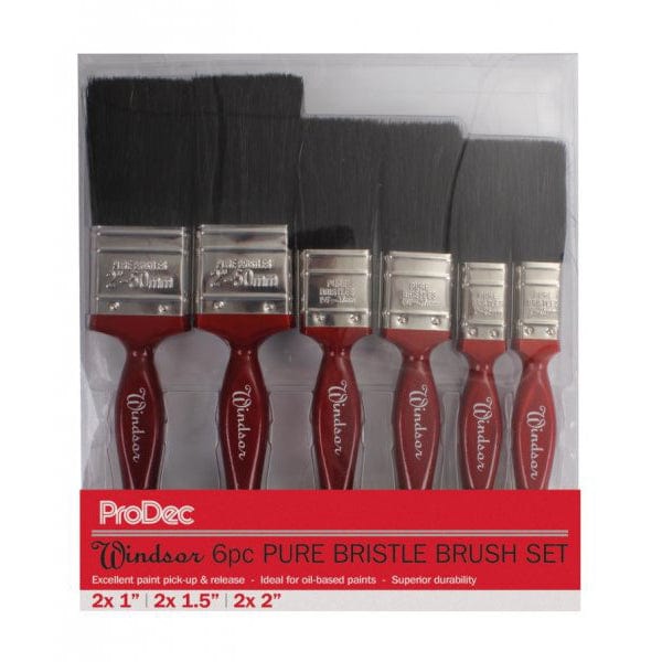 ProDec 6 Piece Set Pure Bristle Windsor Paint Brushes 