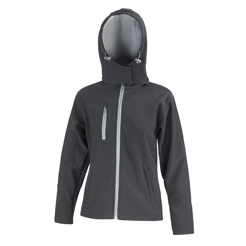 Result Core R230F Women's TX Performance Hooded Softshell Jacket Black / Grey
