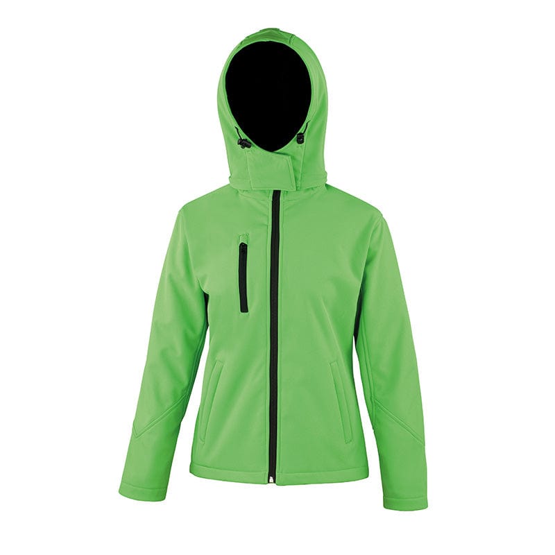 Result Core R230F Women's TX Performance Hooded Softshell Jacket Vivid Green / Black