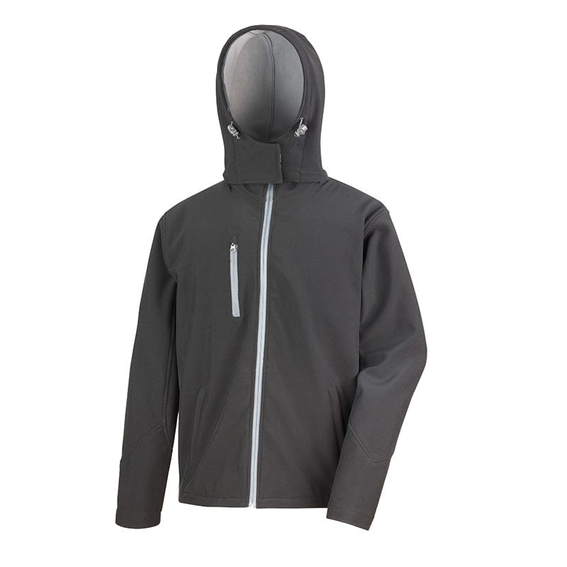 Result Core R230M Mens TX Performance Hooded Softshell Jacket Black / Grey