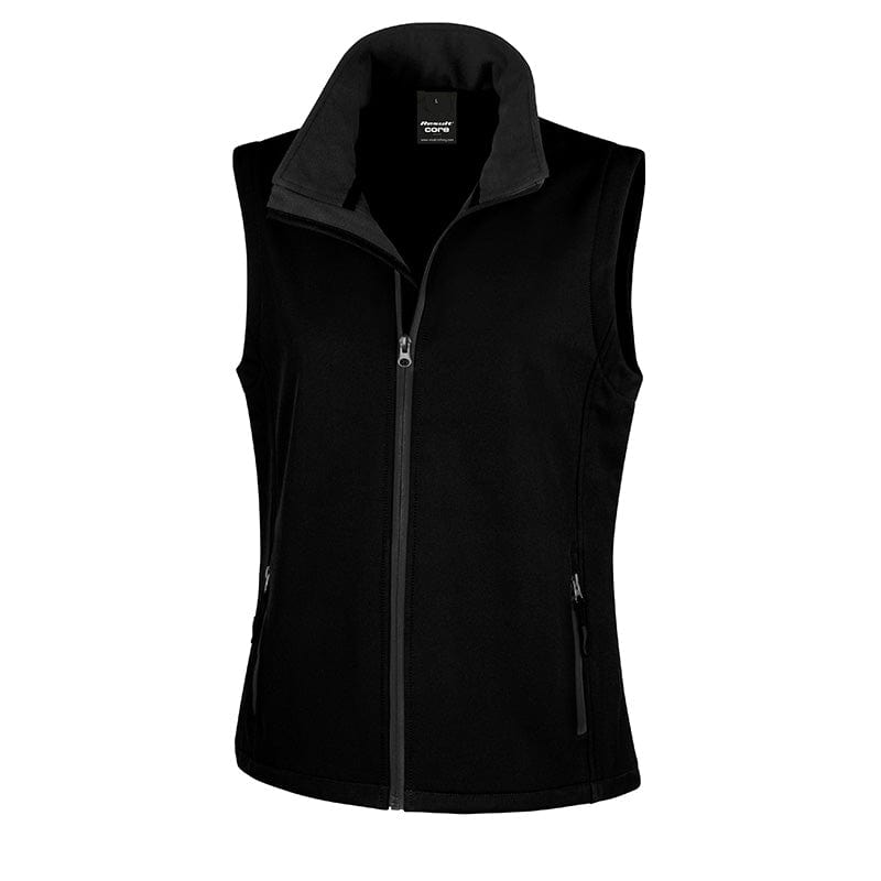 Result Core R232F Ladies Printable Softshell Bodywarmer Black / Black