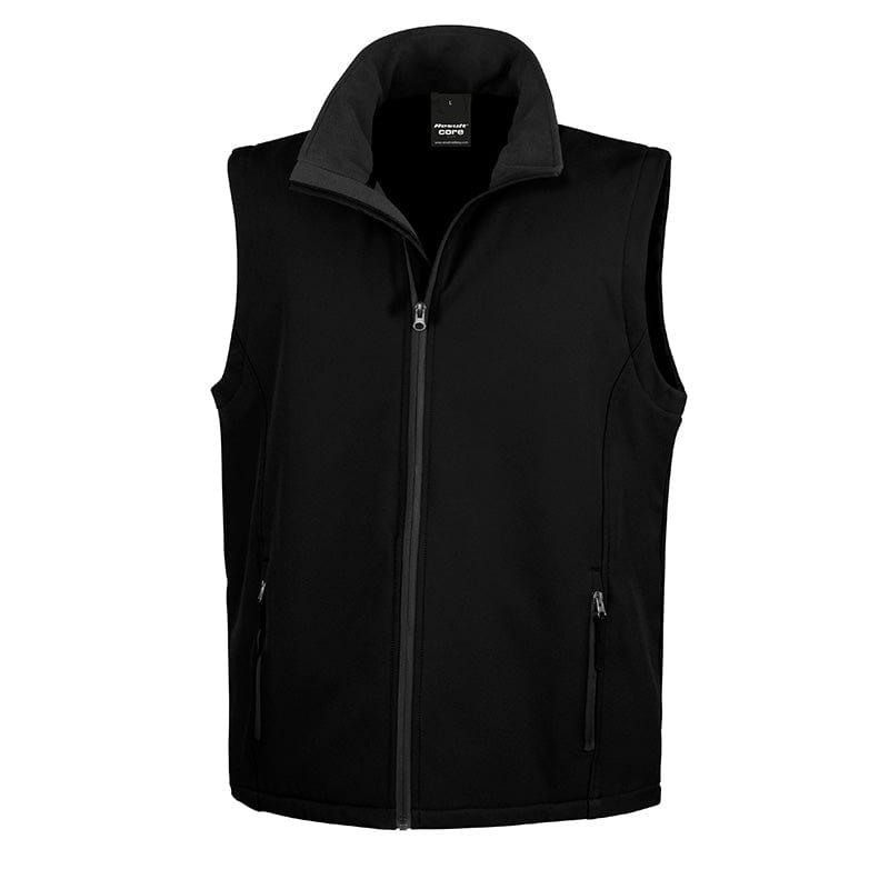 Result Core R232M Mens Printable Softshell Bodywarmer Black / Black