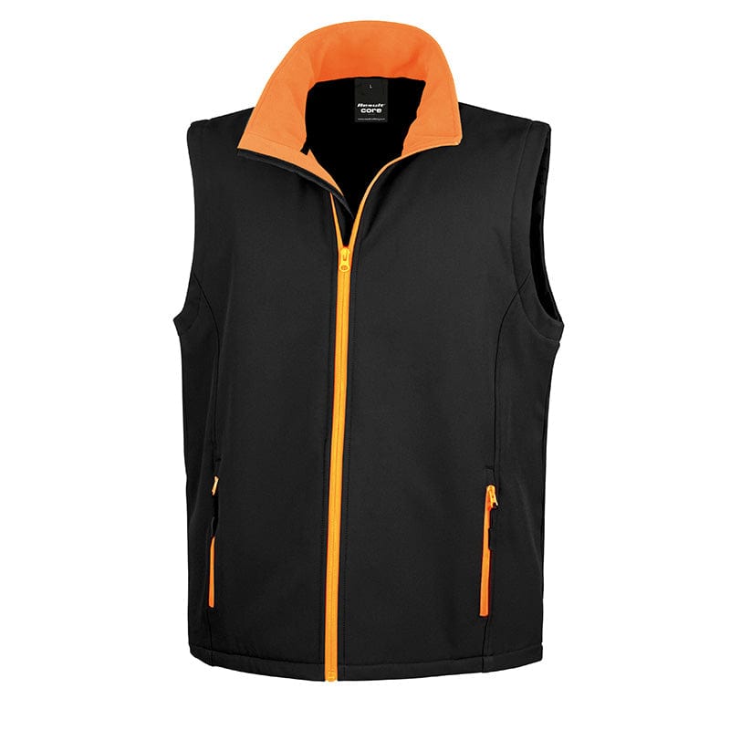 Result Core R232M Mens Printable Softshell Bodywarmer Black / Orange