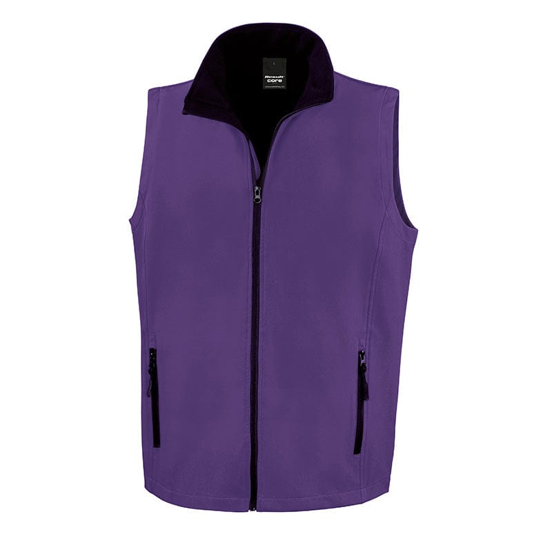 Result Core R232M Mens Printable Softshell Bodywarmer Purple / Black