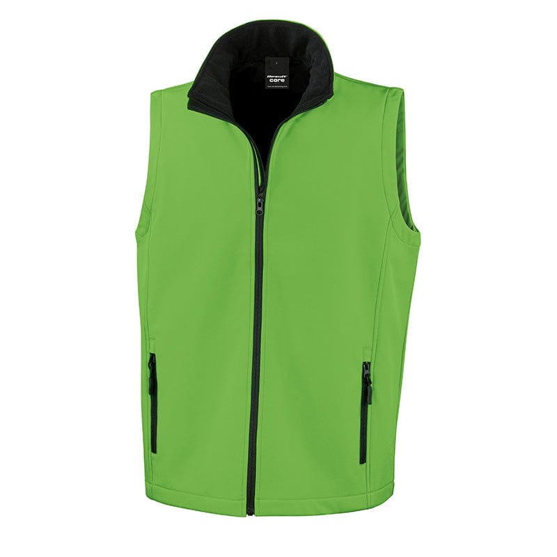 Result Core R232M Mens Printable Softshell Bodywarmer Vivid Green / Black