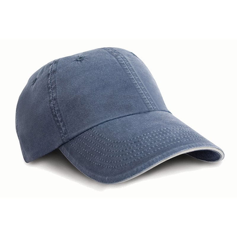Result Headwear RC54 Washed Fine Line Cotton Cap Navy / Putty