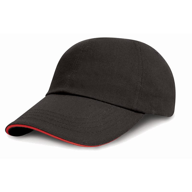 Result Headwear RC24P Low Profile Heavy Brushed Cotton Cap Black / Red