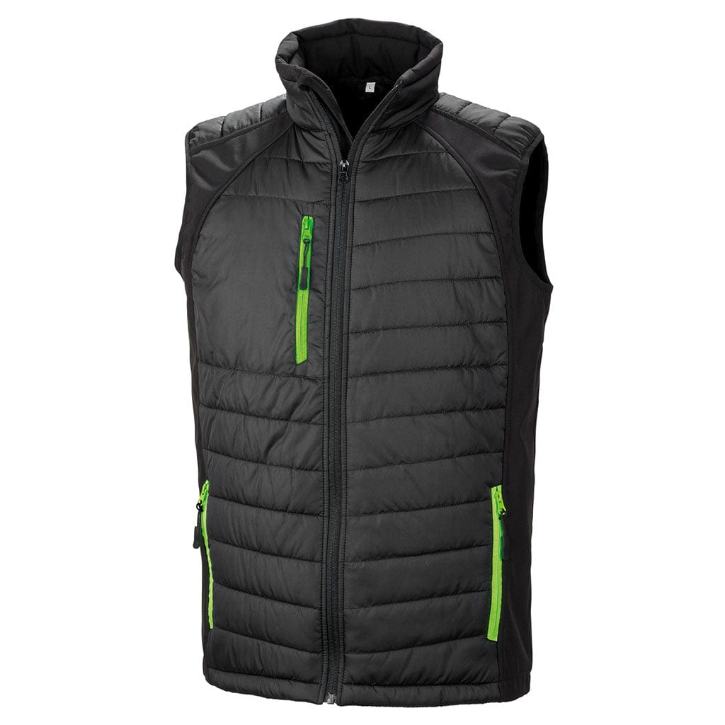 Result Bodywarmer Jacket Black &amp; Lime R238X
