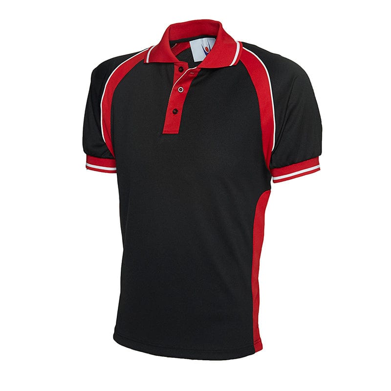 Uneek UC123 Sports Polo Shirt Black / Red