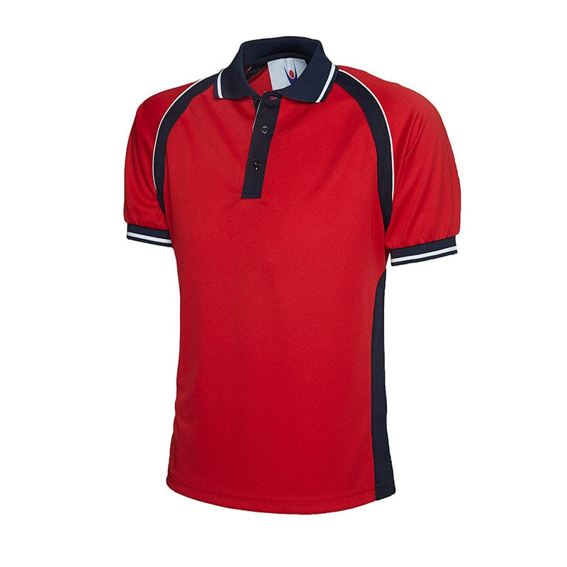 Uneek UC123 Sports Polo Shirt Red / Navy