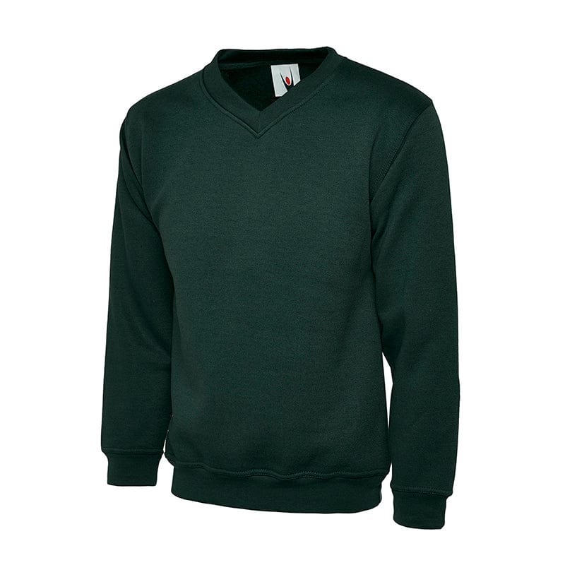 Uneek UC206 Children&#39;s V Neck Sweatshirt Bottle Green