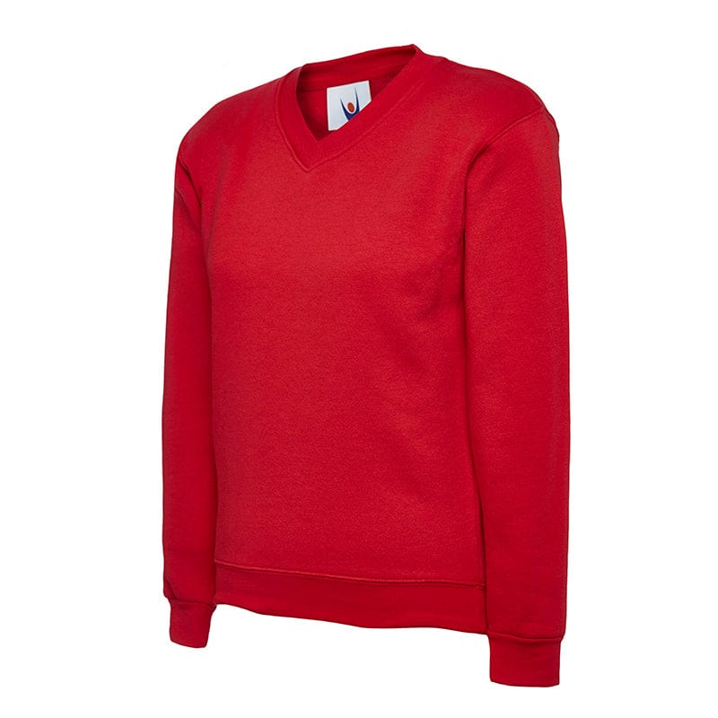 Uneek UC206 Children&#39;s V Neck Sweatshirt Red
