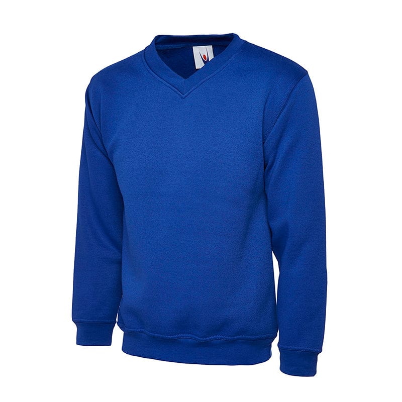 Uneek UC206 Children&#39;s V Neck Sweatshirt Royal