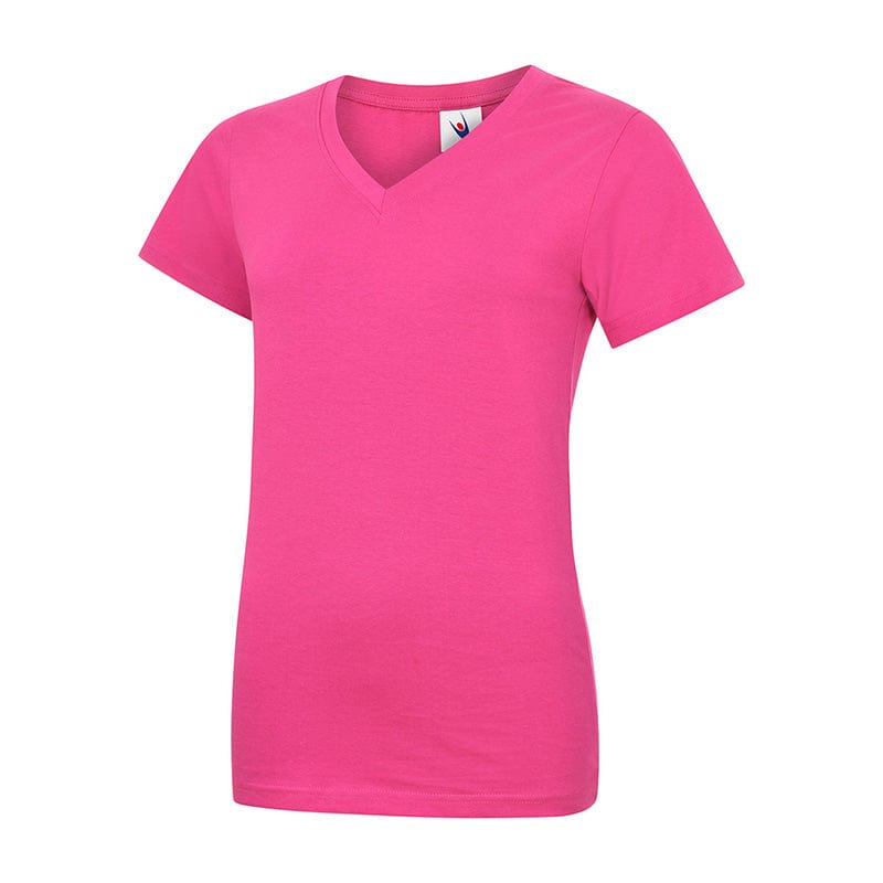 Uneek UC319 Ladies Classic V Neck T-Shirt Hot Pink
