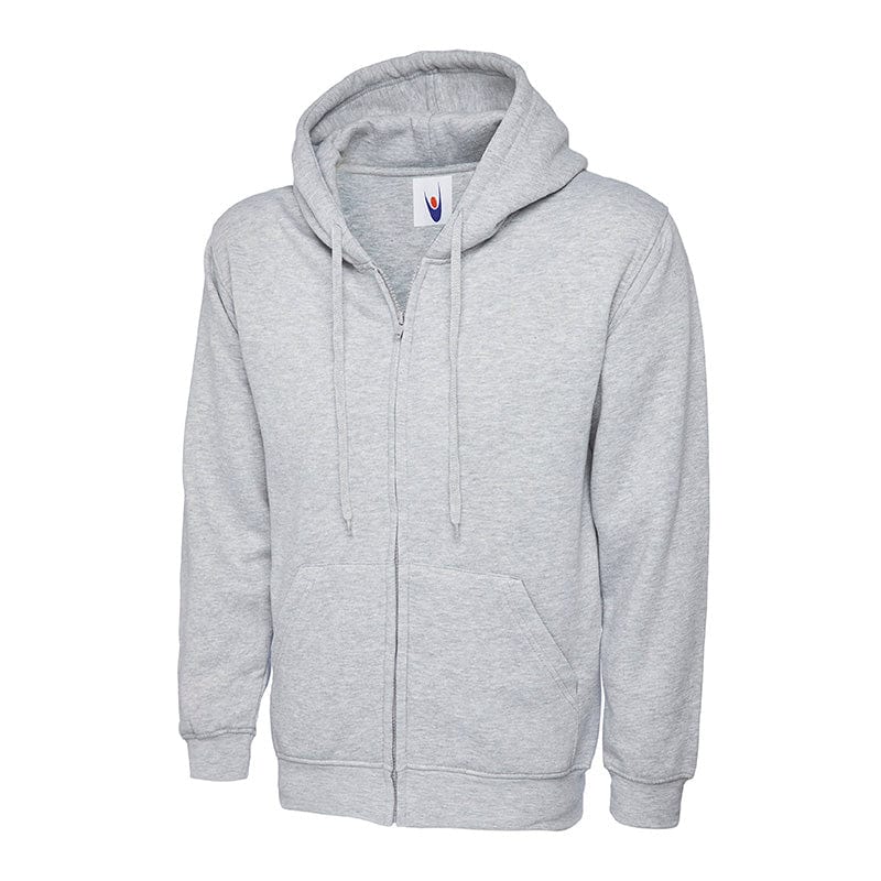 Uneek UC504 Adults Classic Full Zip Hooded Sweatshirt Heather Grey