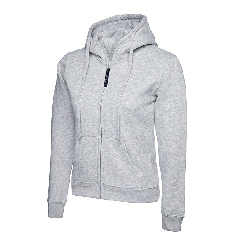 Uneek UC505 Ladies Classic Full Zip Hooded Heather Grey