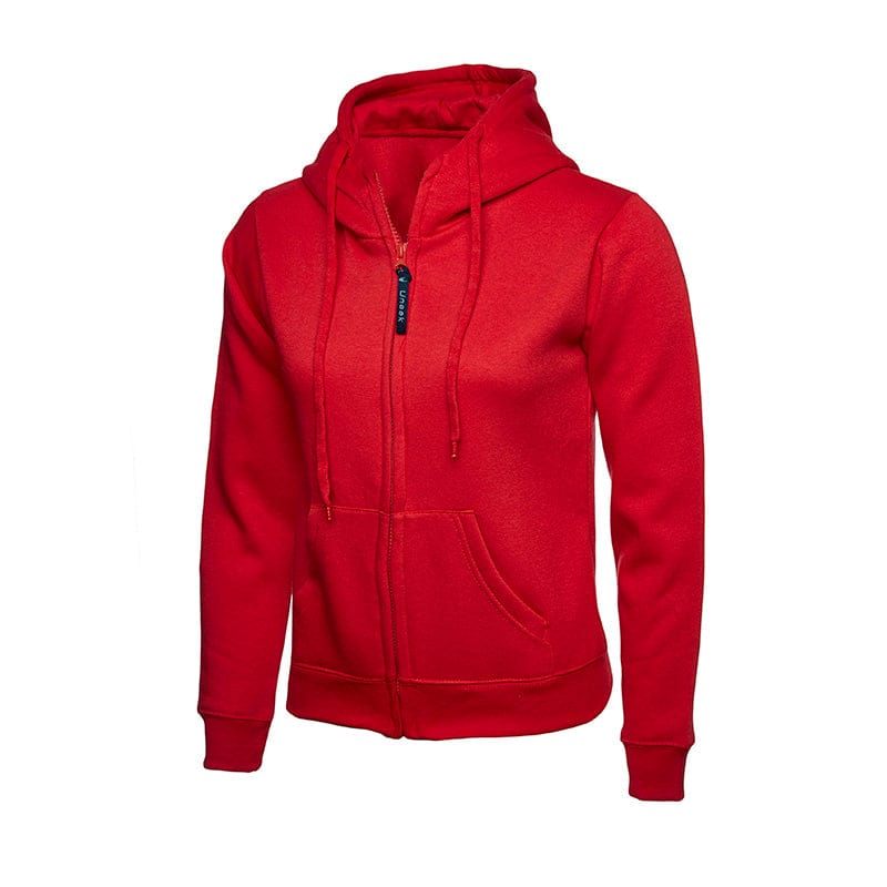 Uneek UC505 Ladies Classic Full Zip Hooded Red