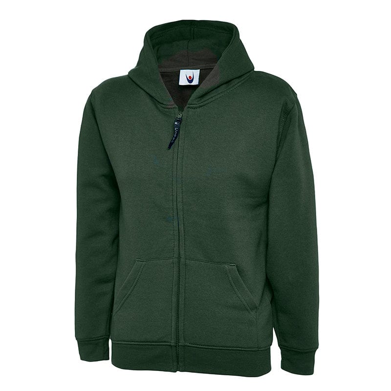 Uneek UC506 Childrens Classic Full Zip Hooded Sweatshirt Bottle Green