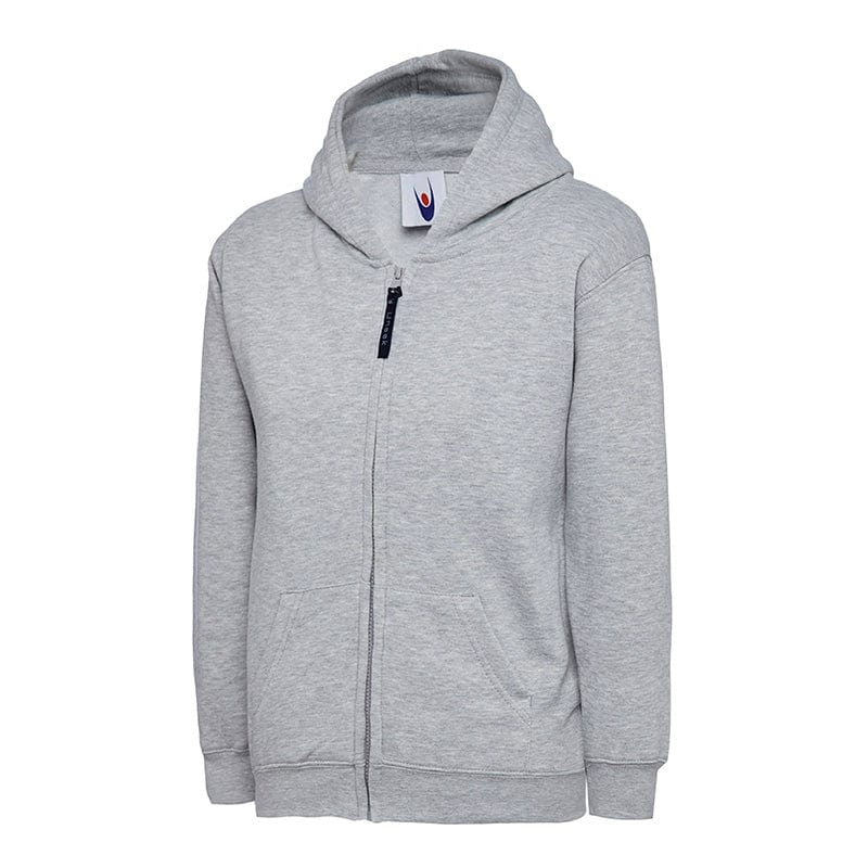 Uneek UC506 Childrens Classic Full Zip Hooded Sweatshirt Heather Grey