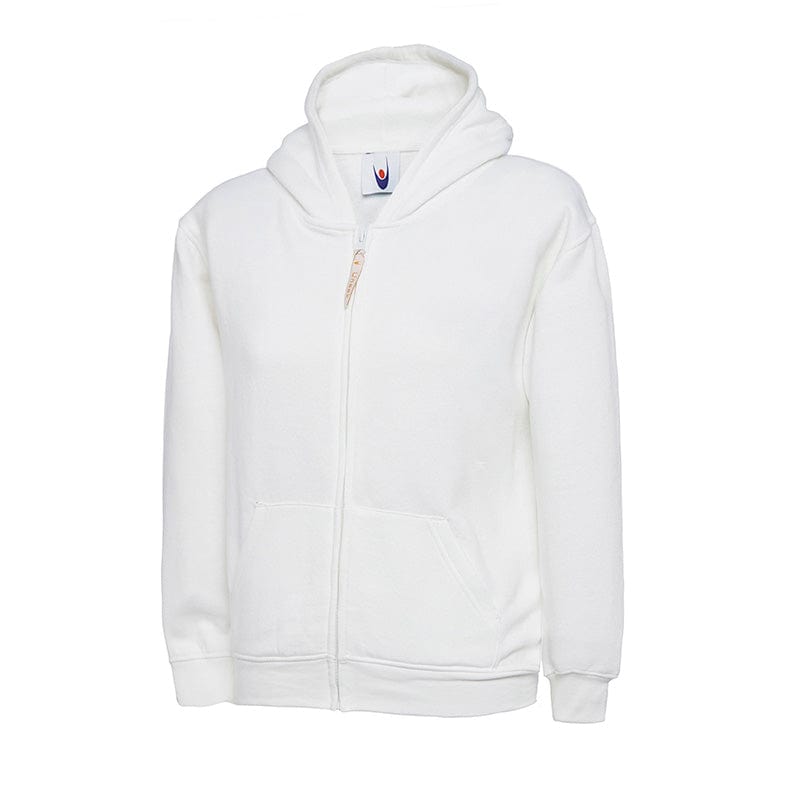 Uneek UC506 Childrens Classic Full Zip Hooded Sweatshirt White
