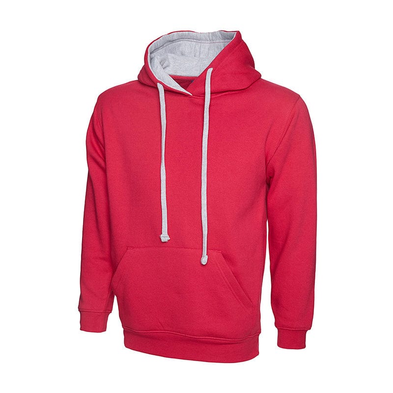 Uneek UC507 Contrast Hooded Sweatshirt Fuchsia / Heather Grey