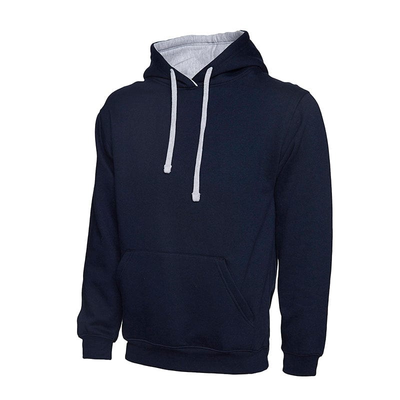 Uneek UC507 Contrast Hooded Sweatshirt Navy / Heather Grey