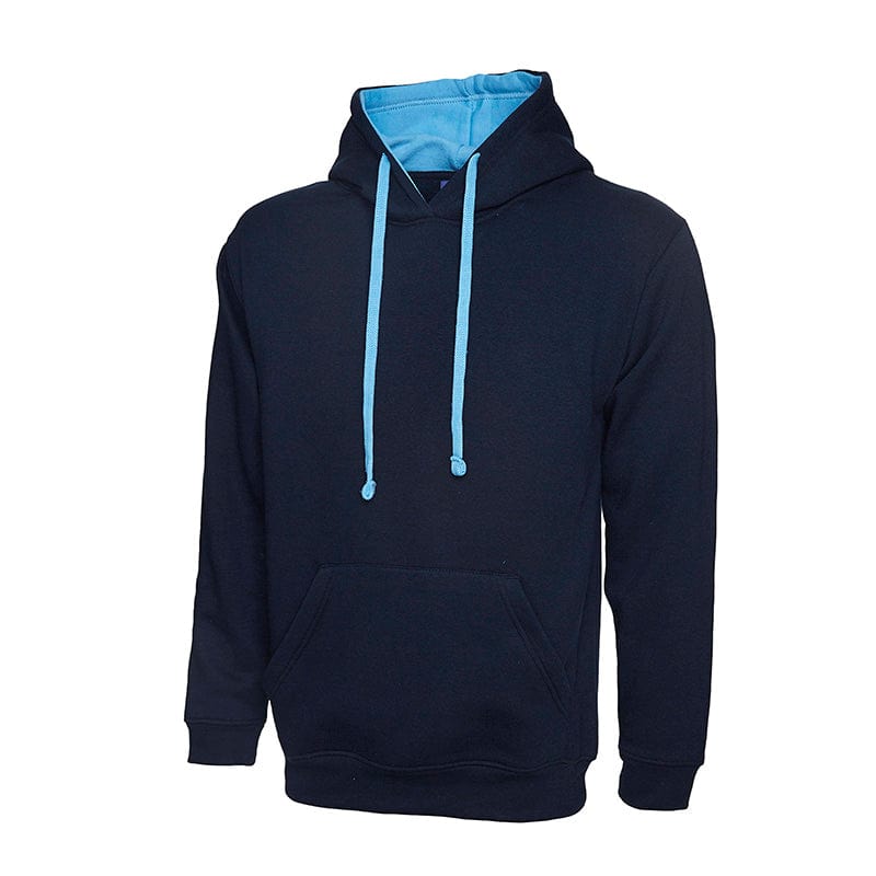 Uneek UC507 Contrast Hooded Sweatshirt Navy / Sky