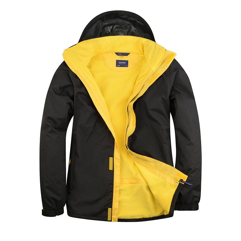 Uneek UC621 Deluxe Outdoor Jacket Black / Submarine Yellow
