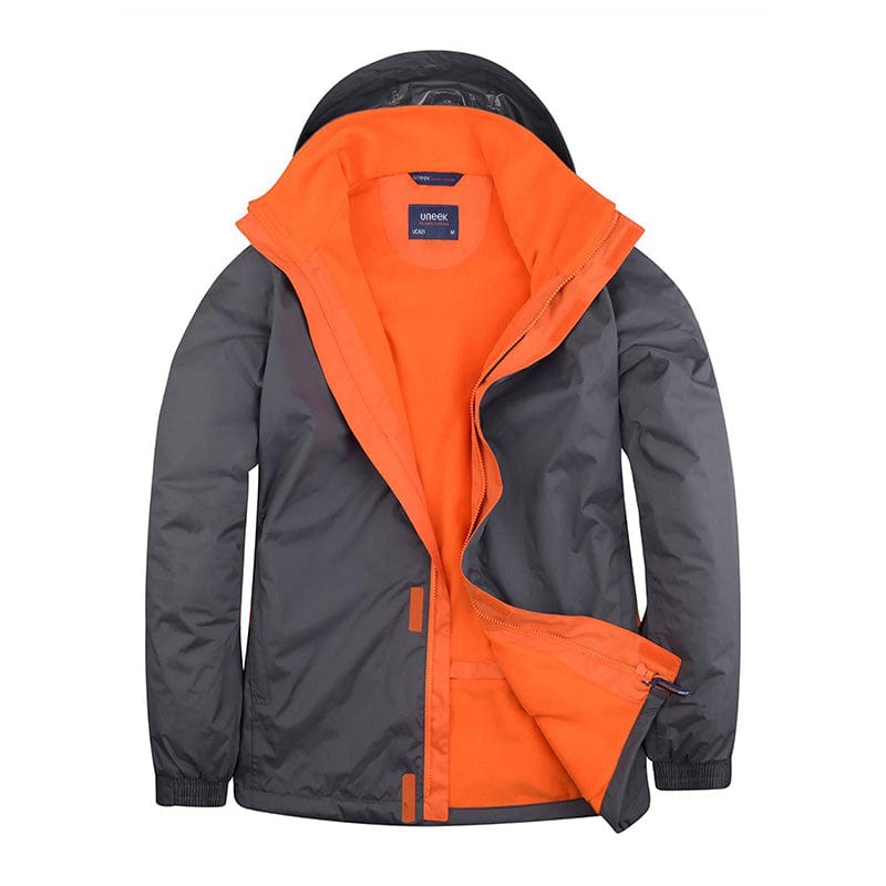 Uneek UC621 Deluxe Outdoor Jacket Deep Grey / Fiery Orange