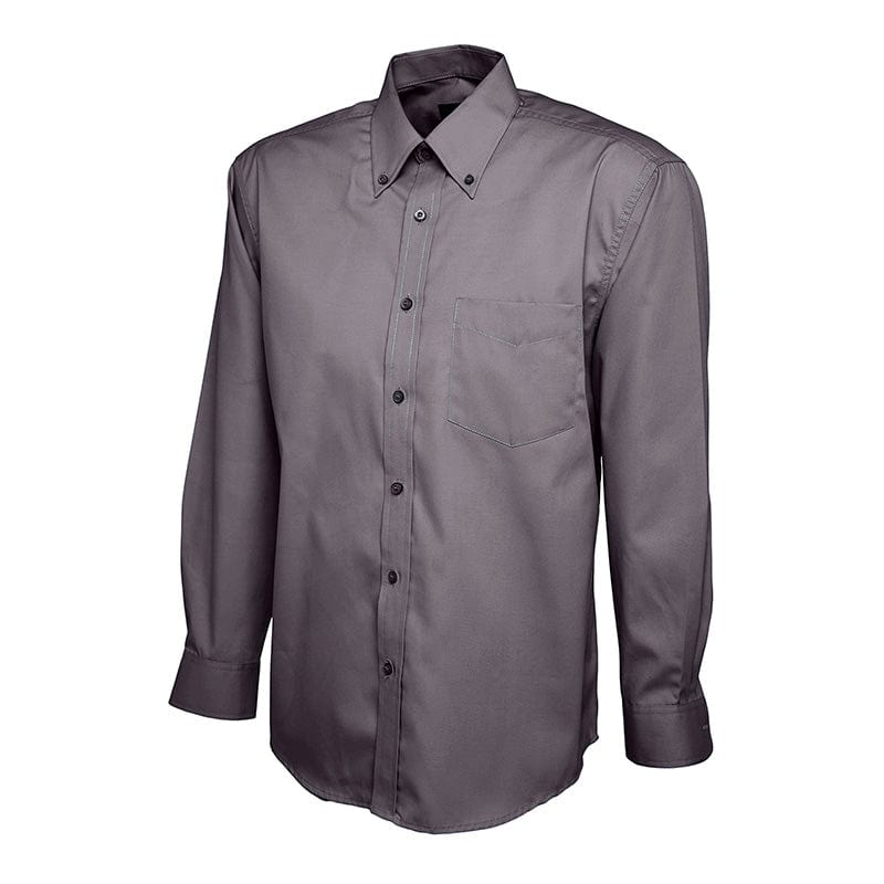 Uneek UC701 Mens Pinpoint Oxford Full Sleeve Shirt Charcoal
