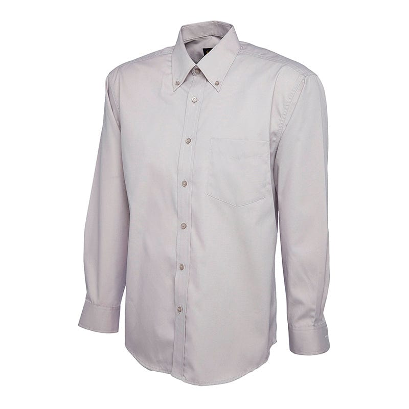 Uneek UC701 Mens Pinpoint Oxford Full Sleeve Shirt Silver Grey