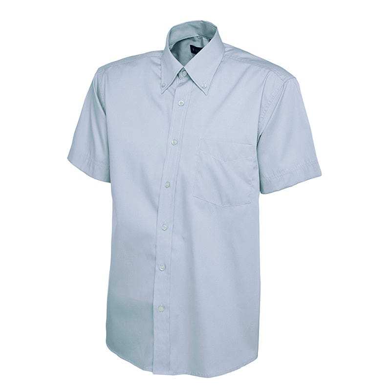Uneek UC702 Mens Pinpoint Oxford Half Sleeve Shirt Light Blue