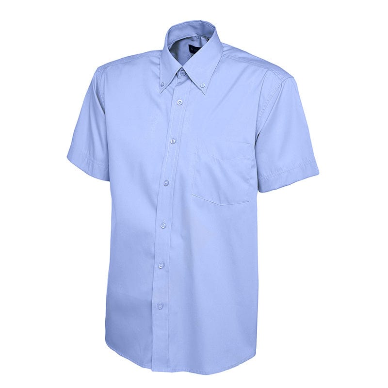 Uneek UC702 Mens Pinpoint Oxford Half Sleeve Shirt Mid Blue