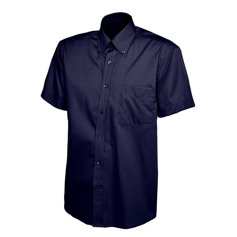 Uneek UC702 Mens Pinpoint Oxford Half Sleeve Shirt Navy