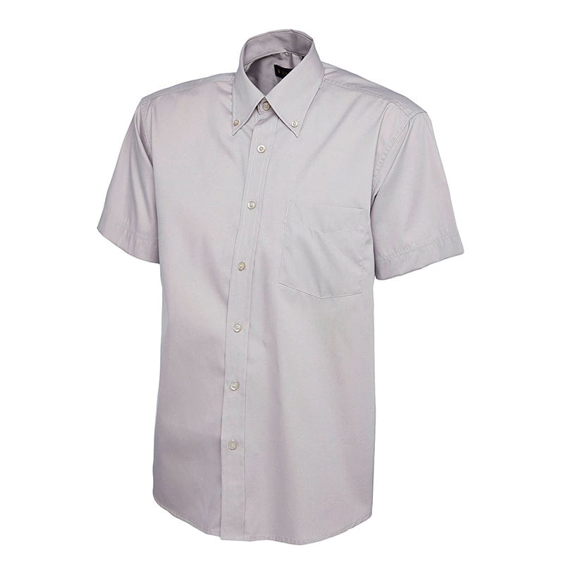 Uneek UC702 Mens Pinpoint Oxford Half Sleeve Shirt Silver Grey