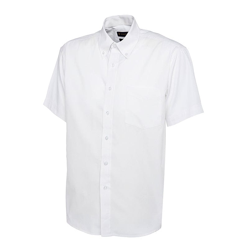 Uneek UC702 Mens Pinpoint Oxford Half Sleeve Shirt White