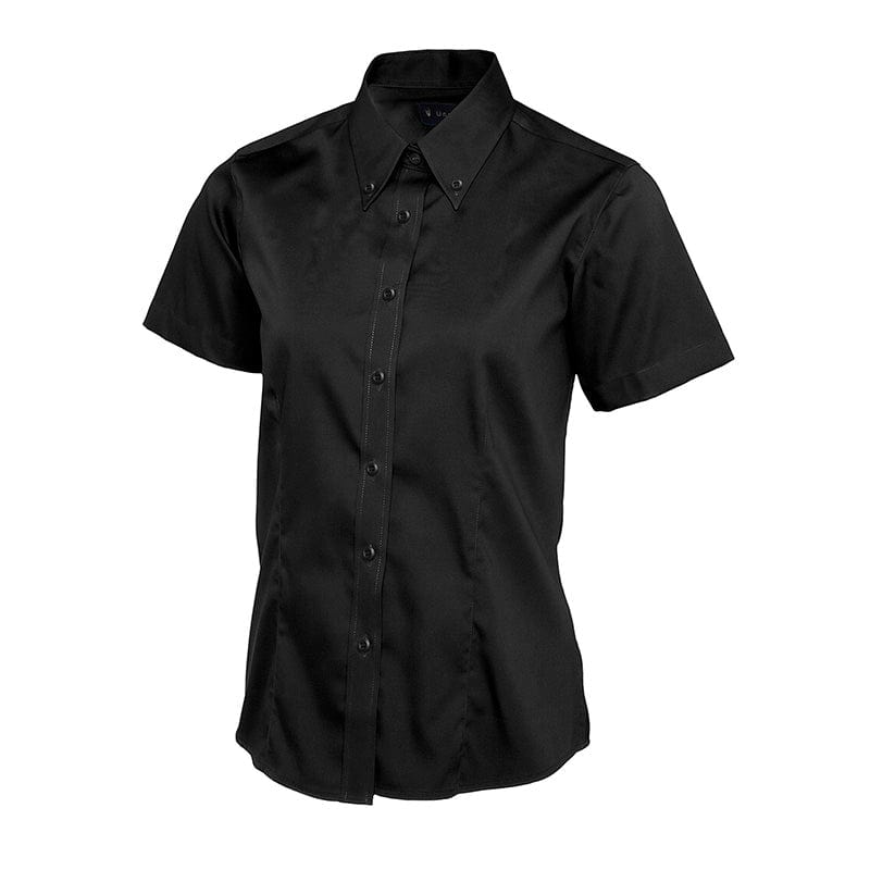 Uneek UC704 Ladies Pinpoint Oxford Half Sleeve Shirt Black
