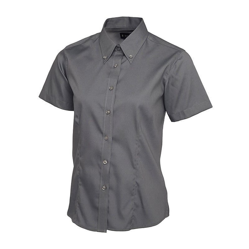Uneek UC704 Ladies Pinpoint Oxford Half Sleeve Shirt Charcoal